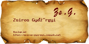 Zsiros Györgyi névjegykártya